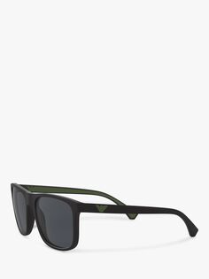 Emporio Armani EA4129 Мужские квадратные солнцезащитные очки, матовый черный/серый