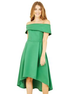 Платье Mela London с глубоким вырезом и глубоким подолом, ярко-зеленое Yumi