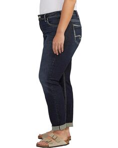 Джинсы Silver Jeans Co. Plus Size Boyfriend Mid-Rise Slim Leg Jeans W27101ECF485, индиго