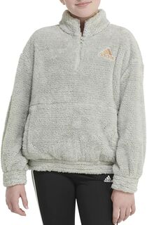 Пуловер с люрексом Adidas для девочек с воротником-стойкой и мехом
