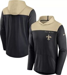 Мужская черная футболка с длинным рукавом с капюшоном Nike New Orleans Saints Alternate