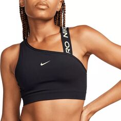 Женский асимметричный спортивный бюстгальтер со средней поддержкой Nike Swoosh, черный