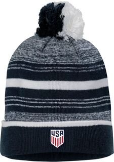 Темно-синяя вязаная шапка с помпоном Nike USMNT Stripe