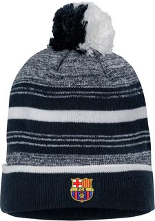 Темно-синяя вязаная шапка с помпоном Nike FC Barcelona Stripe