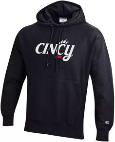 Мужской пуловер с капюшоном черного цвета Champion Cincinnati Bearcats обратного переплетения
