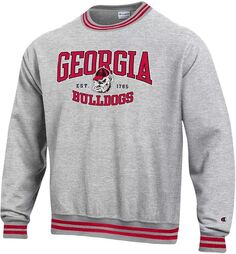 Мужской пуловер с круглым вырезом Champion Georgia Bulldogs Grey Yard Dye Rib обратного плетения