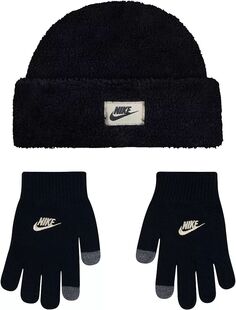 Комплект шапки и перчаток Nike Cosy Peak для девочек, черный