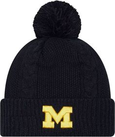 Синяя женская вязаная шапка New Era Michigan Wolverines