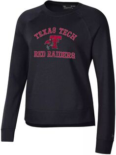 Женский черный свитшот с круглым вырезом и арочным логотипом Under Armour Texas Tech Red Raiders