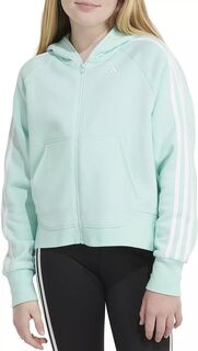 Флисовая куртка Adidas с капюшоном и молнией спереди Essential с 3 полосками для девочек