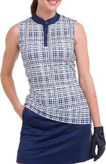 Женская рубашка-поло без рукавов с принтом гусиные лапки Ep New York, мультиколор