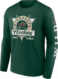 Зеленая рубашка с длинными рукавами NHL Minnesota Wild с рисунком Hit Fanatics