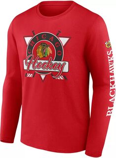 Красная рубашка с длинным рукавом с графическим рисунком НХЛ Чикаго Блэкхокс Fanatics