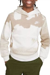 Флисовый пуловер с капюшоном Nike All Kids Fit Sportswear Club, хаки/белый
