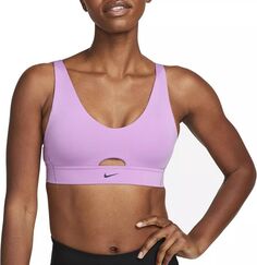 Женский спортивный бюстгальтер с мягкой подкладкой средней поддержки и глубоким вырезом Nike Indy