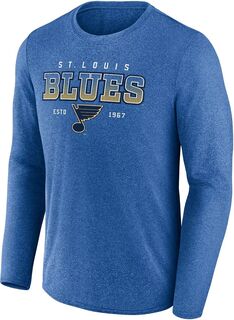 Синяя рубашка с длинным рукавом с надписью Хезер команды НХЛ Сент-Луис Блюз Fanatics