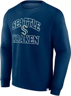 Темно-синий свитшот с круглым вырезом NHL Seattle Kraken Vintage Fanatics