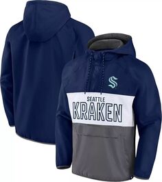 Темно-синяя пуловерная куртка NHL Seattle Kraken Defender Fanatics