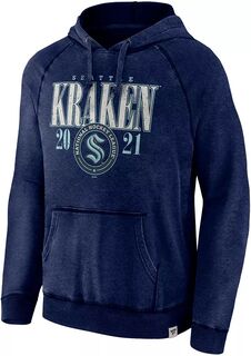 Темно-синий пуловер с капюшоном NHL Seattle Kraken Vintage Snow Wash Fanatics