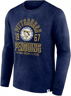 Темно-синяя рубашка с длинным рукавом NHL Pittsburgh Penguins Vintage Bi-Blend Fanatics