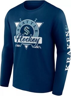 Темно-синяя рубашка с длинными рукавами NHL Seattle Kraken Hit с графическим рисунком Fanatics