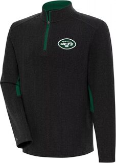 Мужской черный пуловер с молнией четверть четверти Antigua New York Jets Boyfriend Phenom