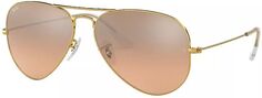 Большие металлические солнцезащитные очки Ray-Ban Aviator, коричневый/розовый