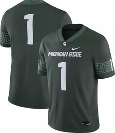 Мужская зеленая футболка Nike Michigan State Spartans #1 Dri-FIT для домашнего футбола