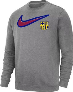Серый флисовый свитшот с круглым вырезом Nike FC Barcelona