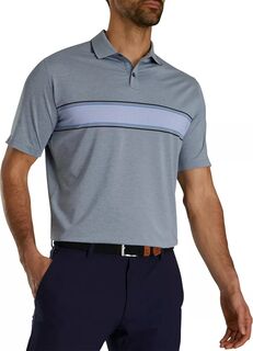 Мужская футболка-поло для гольфа с вязаным воротником FootJoy в полоску Lisle, серый
