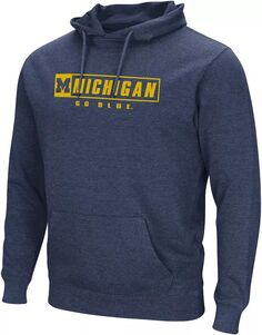 Colosseum Мужской пуловер с капюшоном Michigan Wolverines Navy Campus