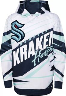 Outerstuff НХЛ Молодежный пуловер с капюшоном Seattle Kraken синего/белого цвета Adept Quarterback