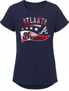 Outerstuff Темно-синяя футболка Atlanta Braves Big Wave для девочек 8–20 лет MLB Team Apparel