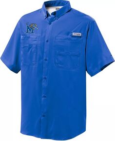 Мужская синяя рубашка на пуговицах с коротким рукавом Columbia Memphis Tigers Performance