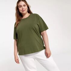 Calia Женская футболка большого размера на каждый день, темно-оливковый