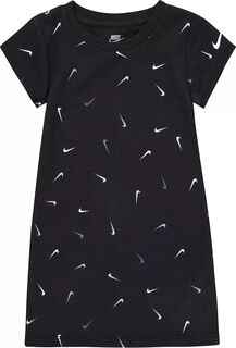 Платье-футболка Nike для маленьких девочек Swooshfetti, черный