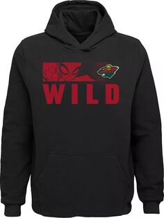 Outerstuff Черный пуловер с капюшоном NHL Youth Minnesota Wild Marvel