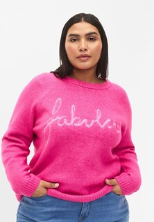 Свитер With Embroidered Text Zizzi, цвет raspberry rose