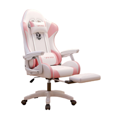 Игровое кресло Yipinhui DJ-06, 3 Gen, сталь, газовый амортизатор 3 класса, подставка для ног, белый/розовый