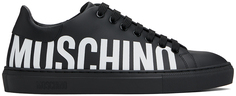 Черные кожаные кроссовки с логотипом Moschino