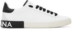 Белые винтажные кроссовки Portofino из телячьей кожи Dolce&amp;Gabbana, цвет Bianco/Nero