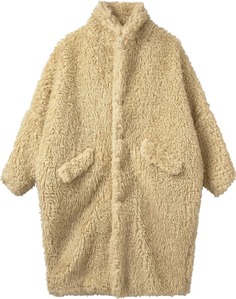 Пальто MM6 Maison Margiela Faux Fur Single Breasted, бежевый