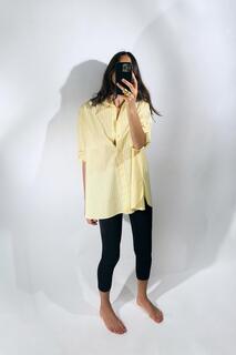 Рубашка из поплина ZARA, средне-желтый
