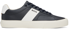Темно-синие и кремово-белые кроссовки Cupsole с контрастной полосой Boss