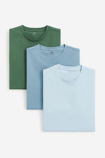 Комплект из трех футболок стандартного кроя H&amp;M, бирюзовый H&M