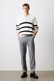 Узкие хлопковые брюки чиносы H&amp;M, серый H&M