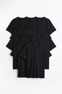 Набор из 10 футболок стандартного кроя с круглым вырезом H&amp;M, черный H&M