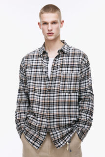 Фланелевая рубашка свободного кроя H&amp;M, черный H&M