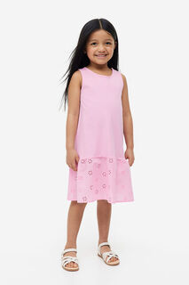 Хлопковое платье а-силуэта H&amp;M, розовый H&M