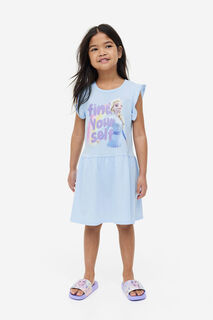 Платье из хлопка с принтом H&amp;M, синий H&M